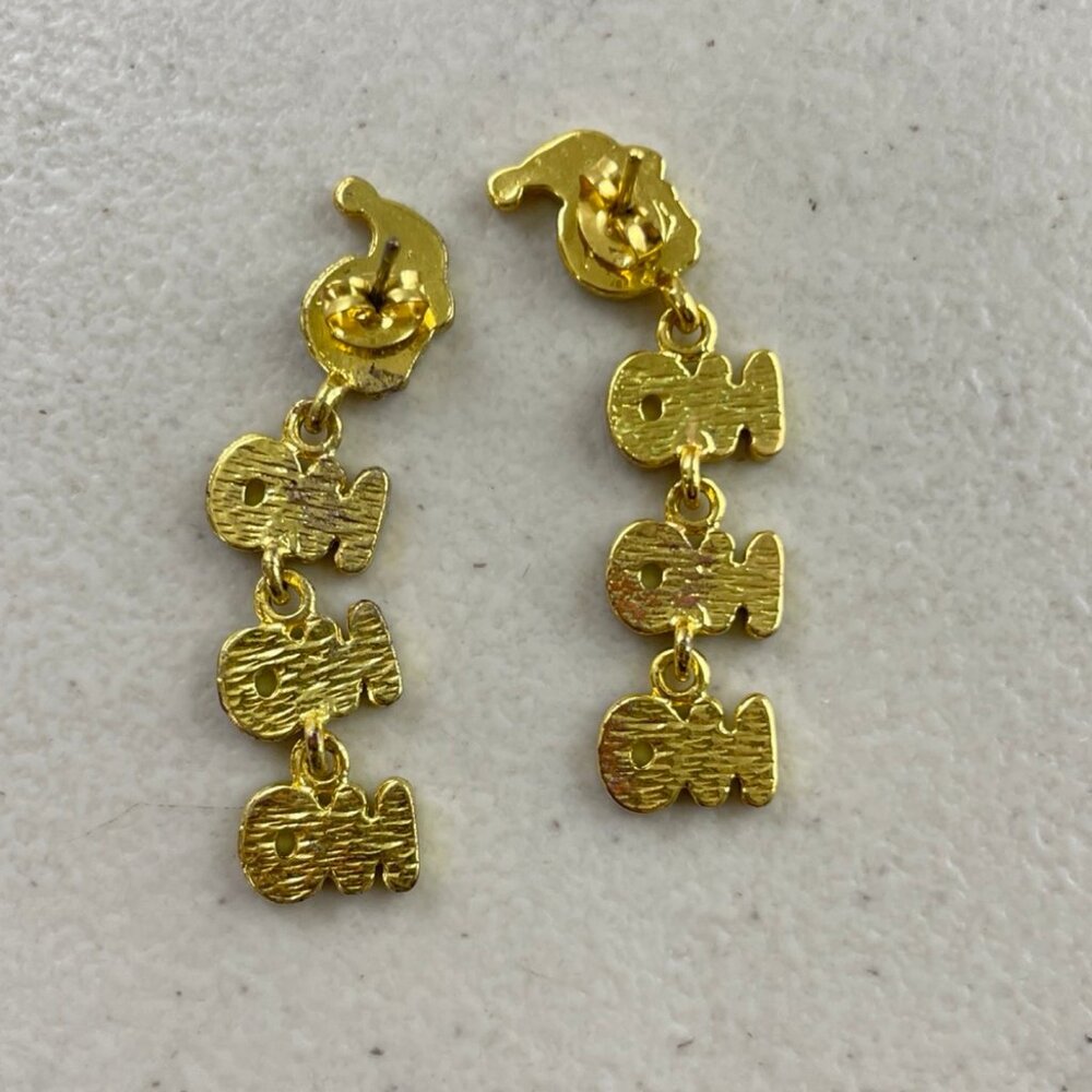 Vintage Ho Ho Ho Earrings Santa Glittery Pierced Dangling Holiday Christmas Gift - Picture 2 of 2